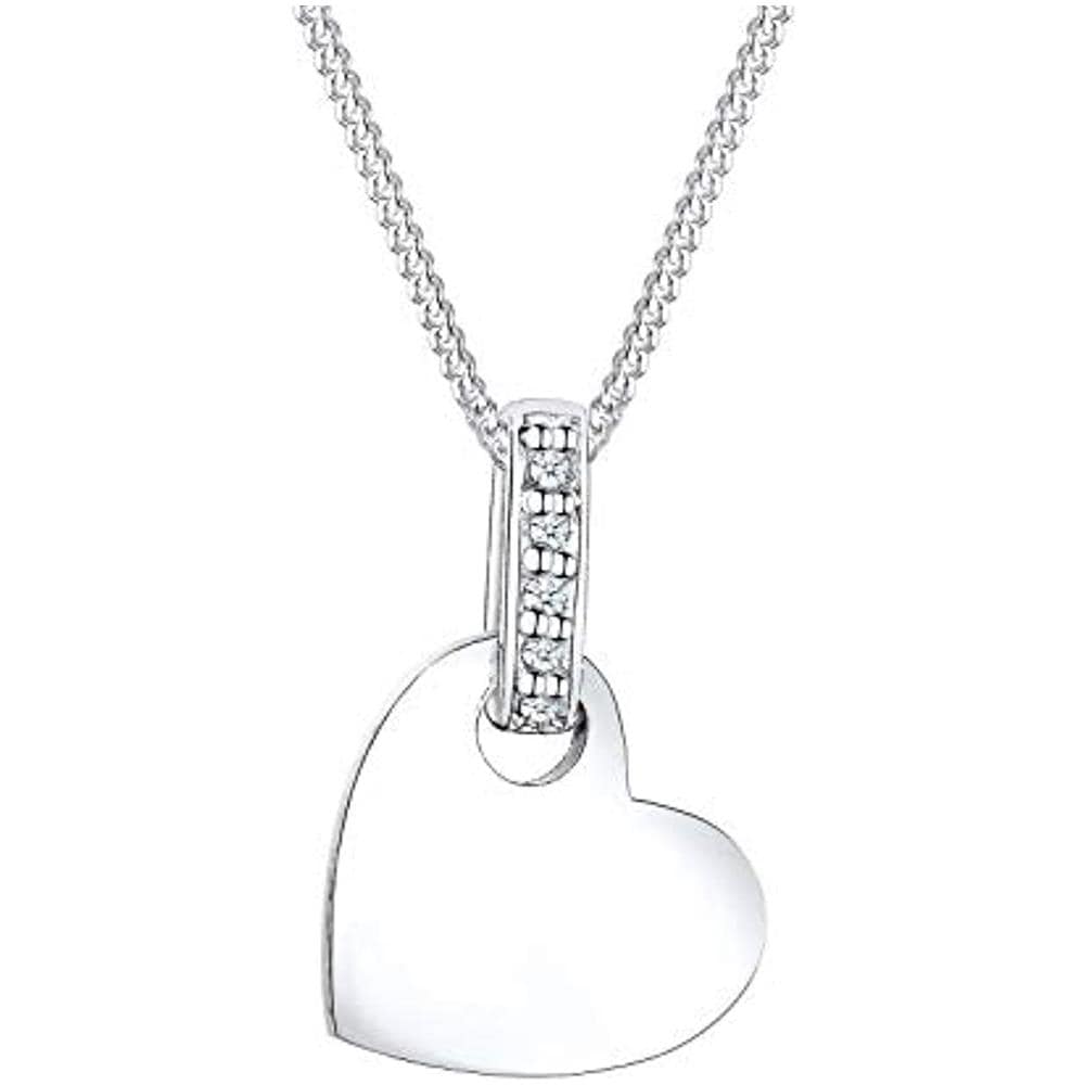 Collana Donna Ciondolo Cuore Amore Classico Con Diamante (0,05 Ct) In Argento Sterling 925 - Foto 1