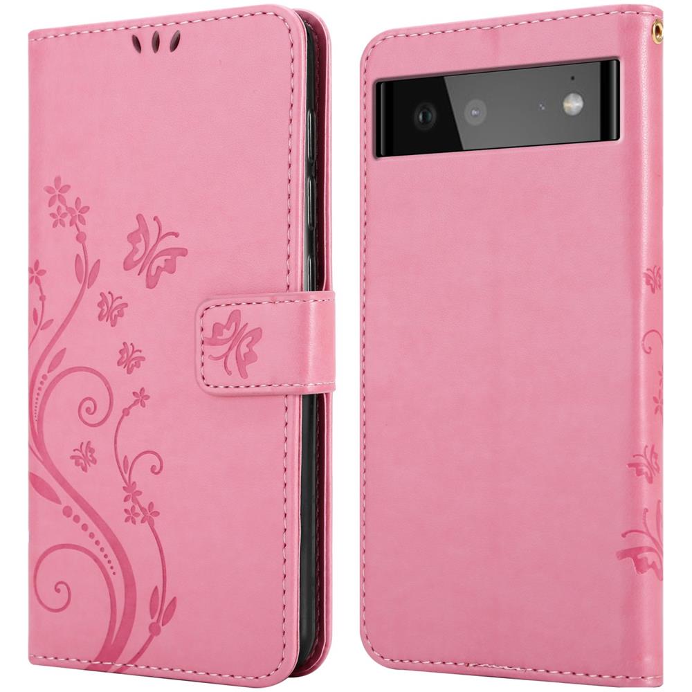 Custodia Compatibile Con Google Pixel 6 In Rosa Fiore - Coperchio Protettivo In Design Floreale Con Chiusura Magnetica, Funzione Stand E Slot Per Carte - Foto 8