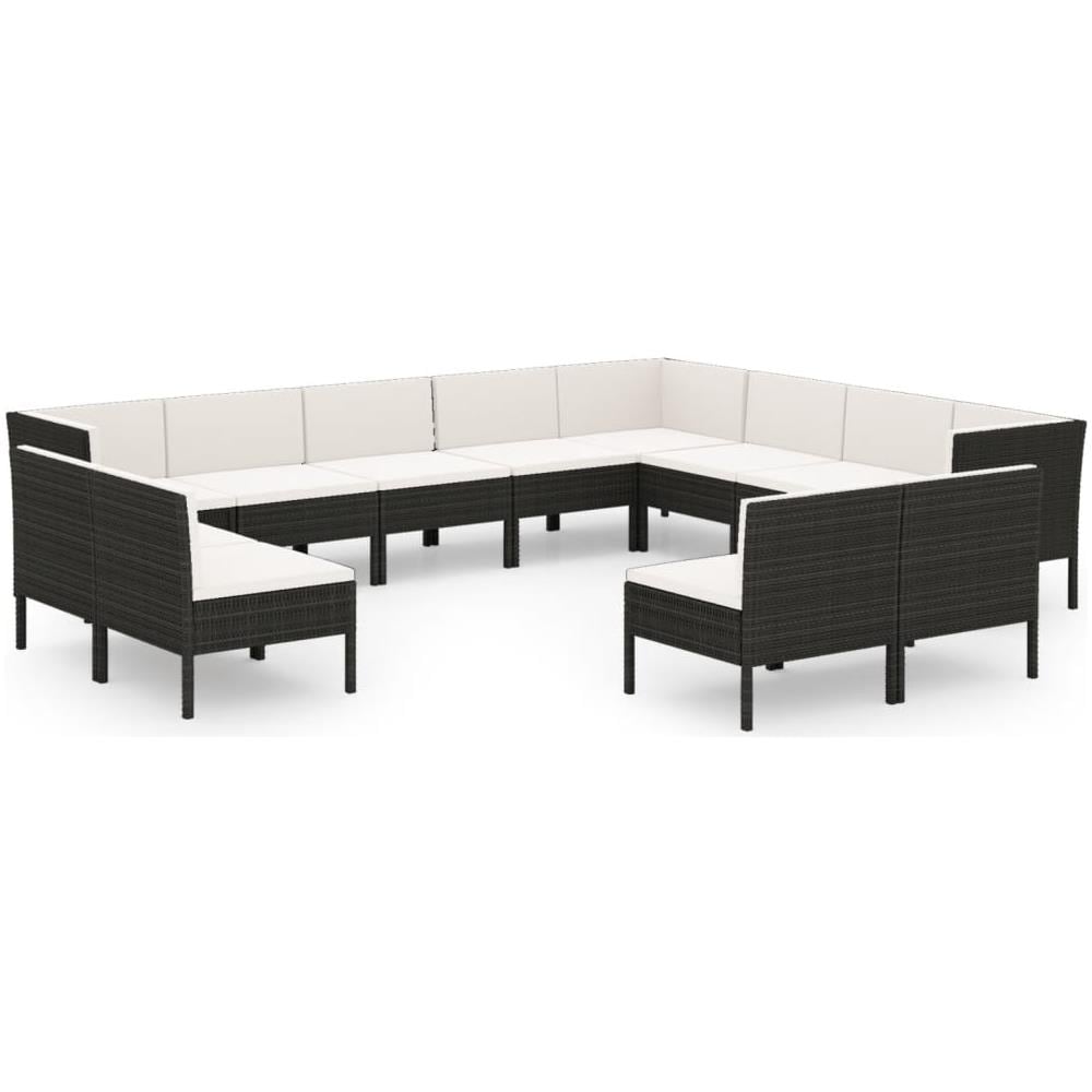 Set Divani Da Giardino 11 Pz Con Cuscini In Polyrattan Nero - Foto 2