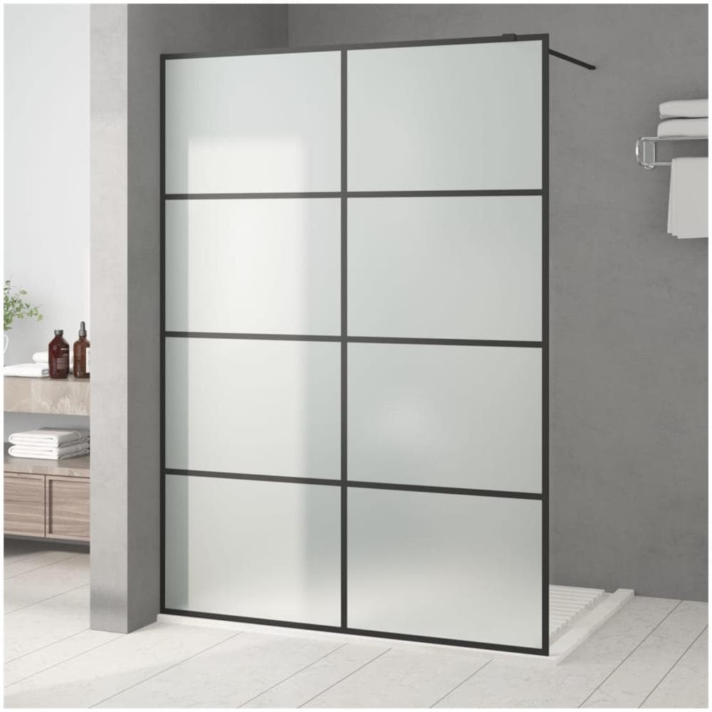 Parete Doccia Walk In Nera 140x195 Cm Vetro Smerigliato Esg - Foto 1