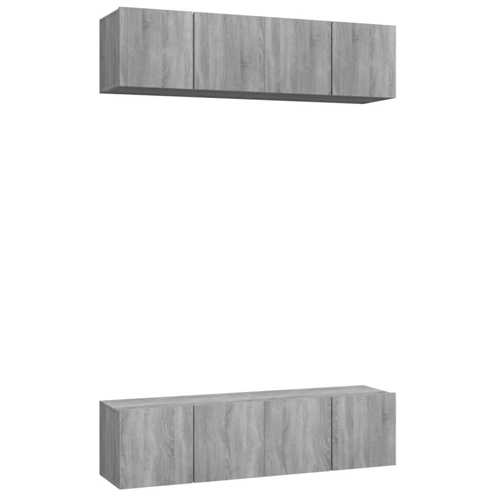 Mobili Tv Parete 4pz Grigio Sonoma 60x30x30cm Legno Multistrato - Foto 2