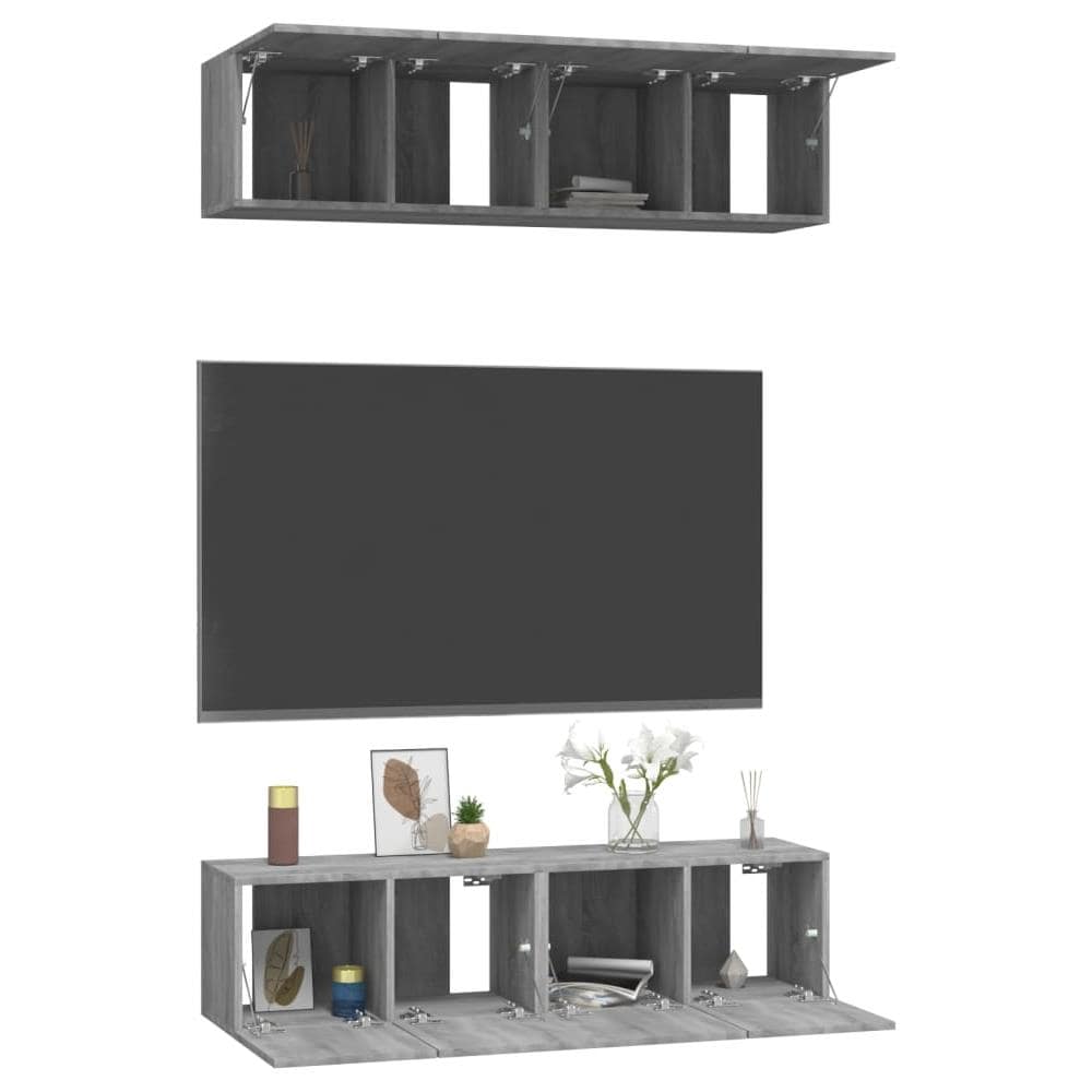 Mobili Tv Parete 4pz Grigio Sonoma 60x30x30cm Legno Multistrato - Foto 3