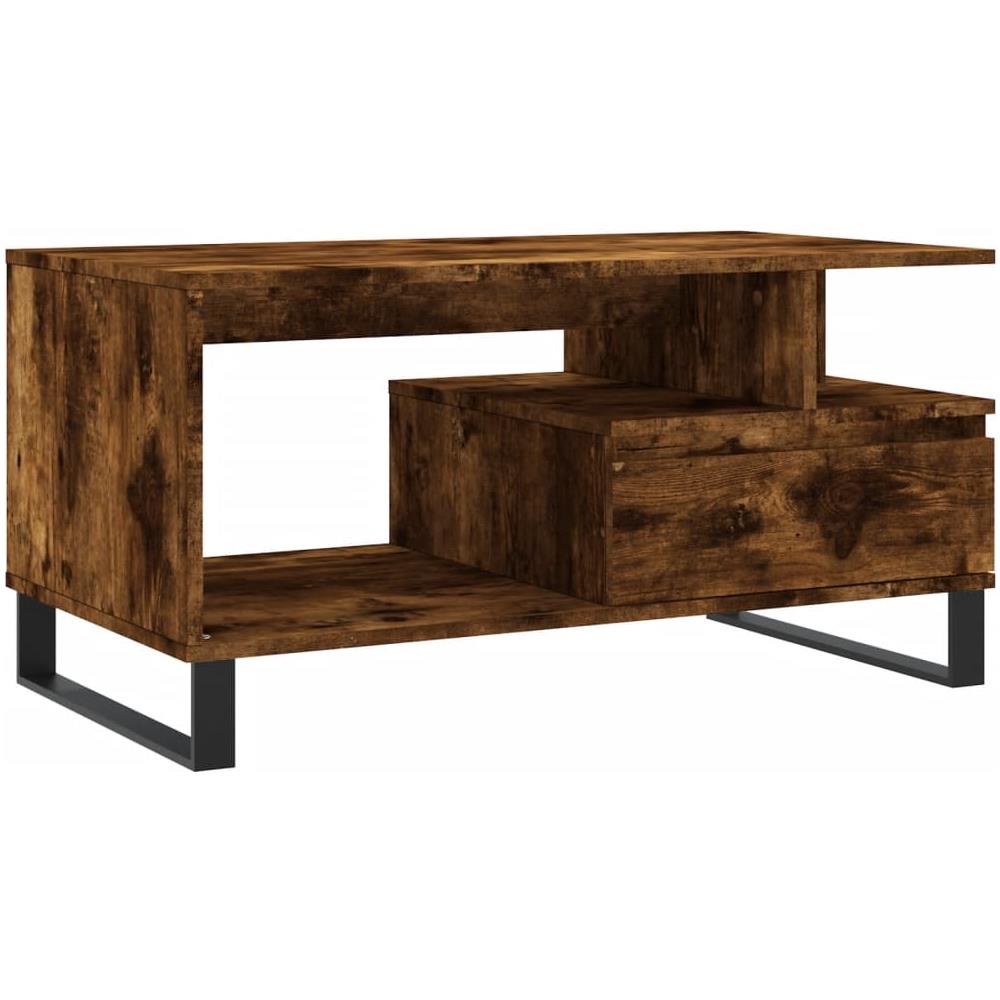 Tavolino Da Salotto Rovere Fumo 90x49x45 Cm Legno Multistrato - Foto 2