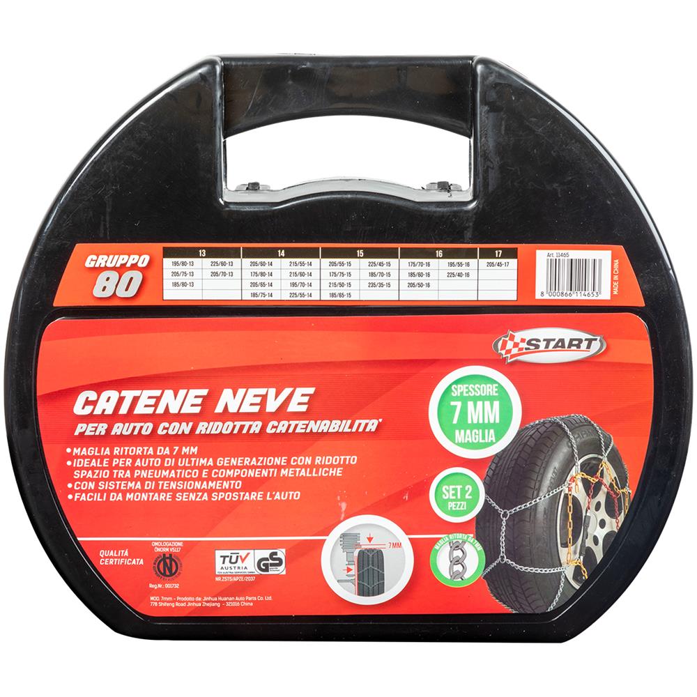 Set Di 2 Pezzi Catene Da Neve - 7 Millimetri - Gruppo 80 - Massima Aderenza E Sicurezza Con Sistema Di Tensionamento - Omologazione Onorm V5117 - Foto 1
