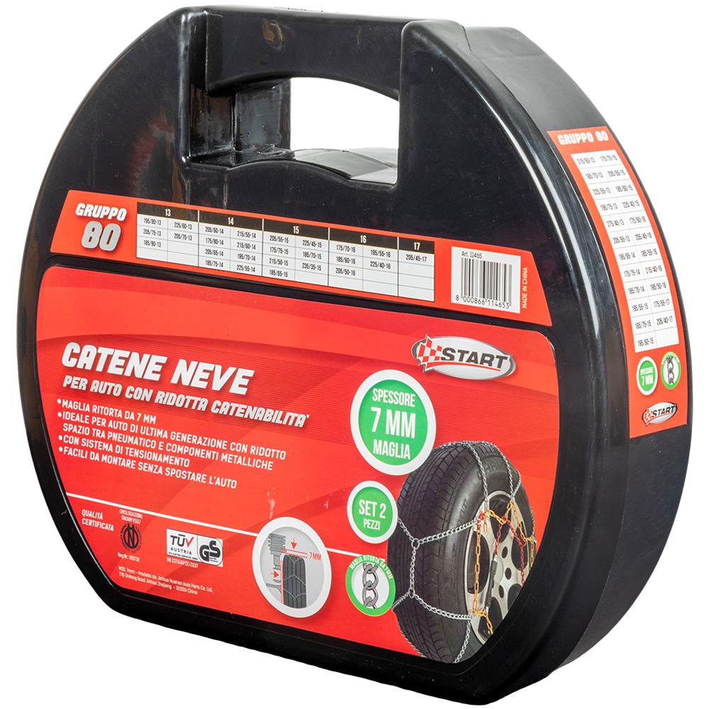 Set Di 2 Pezzi Catene Da Neve - 7 Millimetri - Gruppo 80 - Massima Aderenza E Sicurezza Con Sistema Di Tensionamento - Omologazione Onorm V5117 - Foto 2