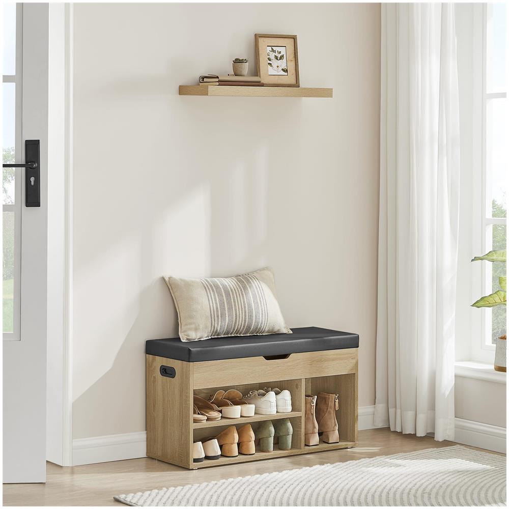 Scarpiera con seduta e contenitore - Sonoma Black PU - Foto 2