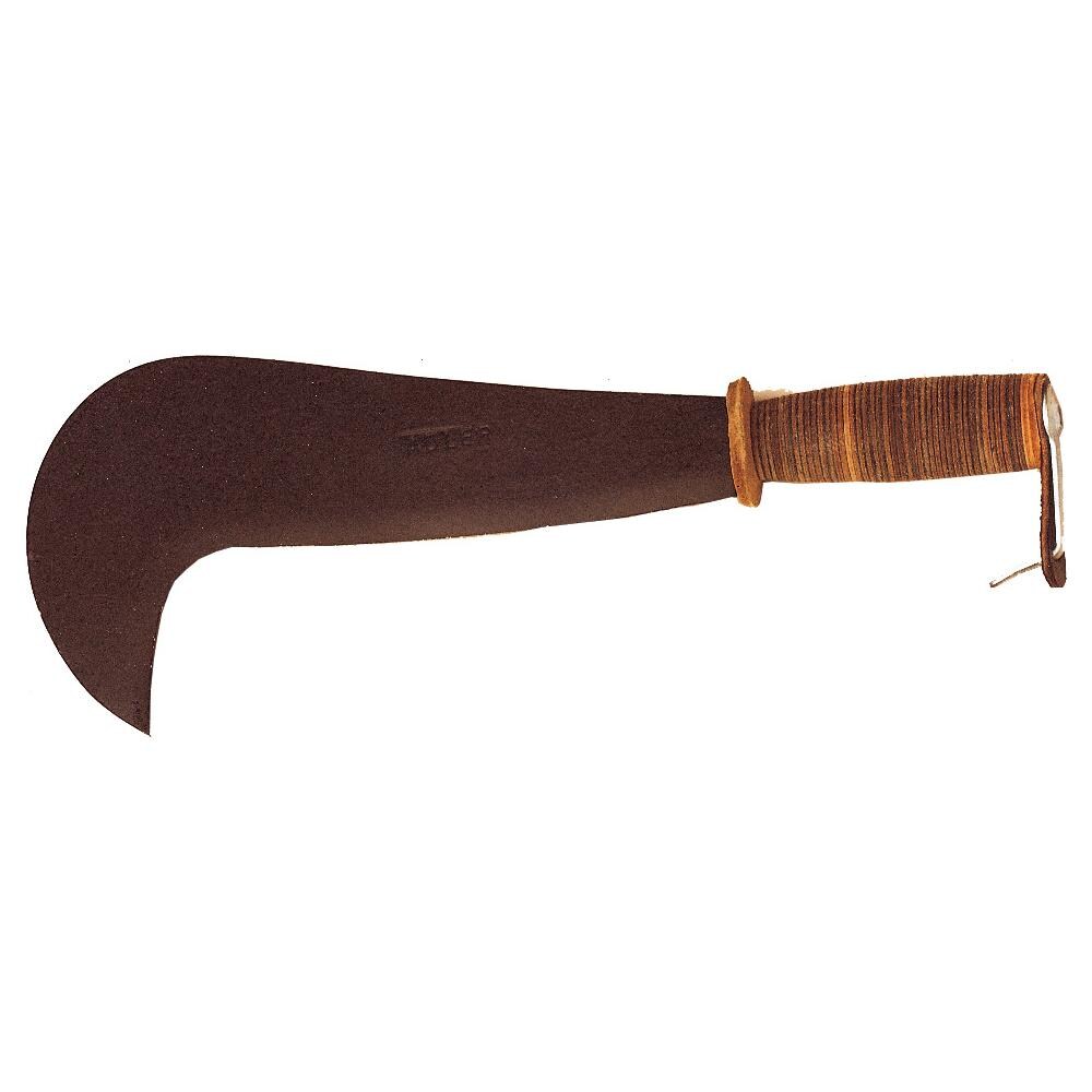 RONCOLA IN ACCIAIO FORGIATO,MANICO CUOIO,CM.45