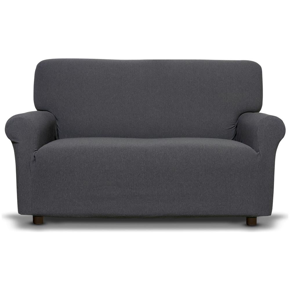 Copridivano Copripoltrona Elasticizzato In Tinta Unita Modello New York L.T 2 Posti Grafite - Foto 2