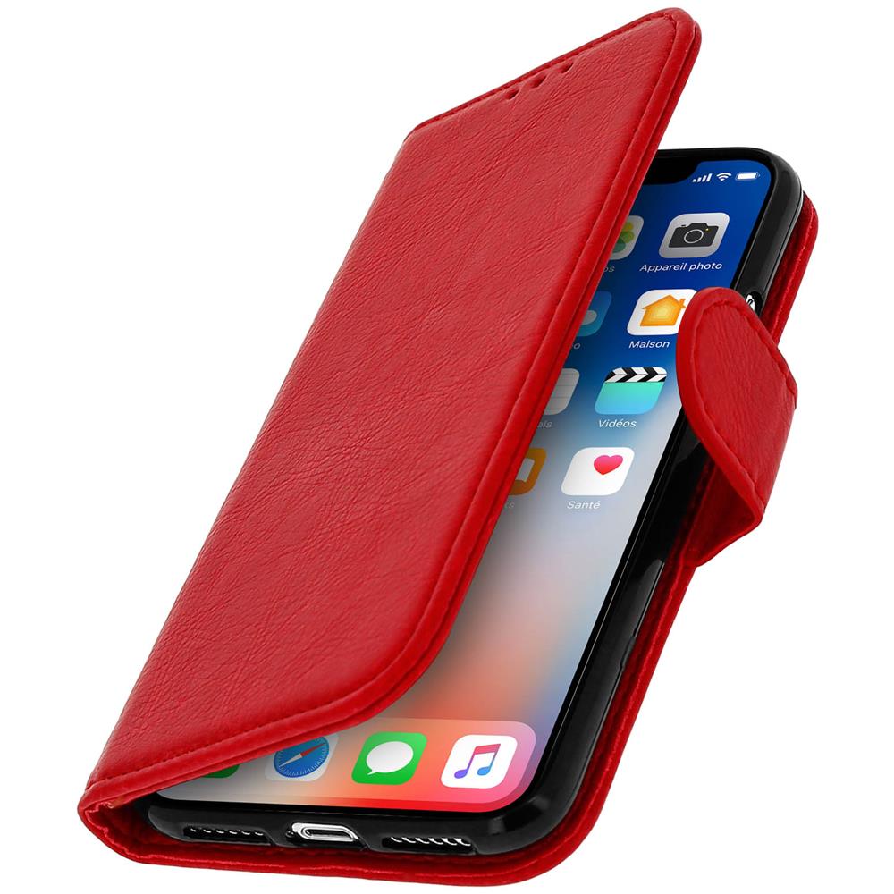Custodia Iphone X / Xs Sportellino Portacarte Funzione Supporto Video - Rosso - Foto 2