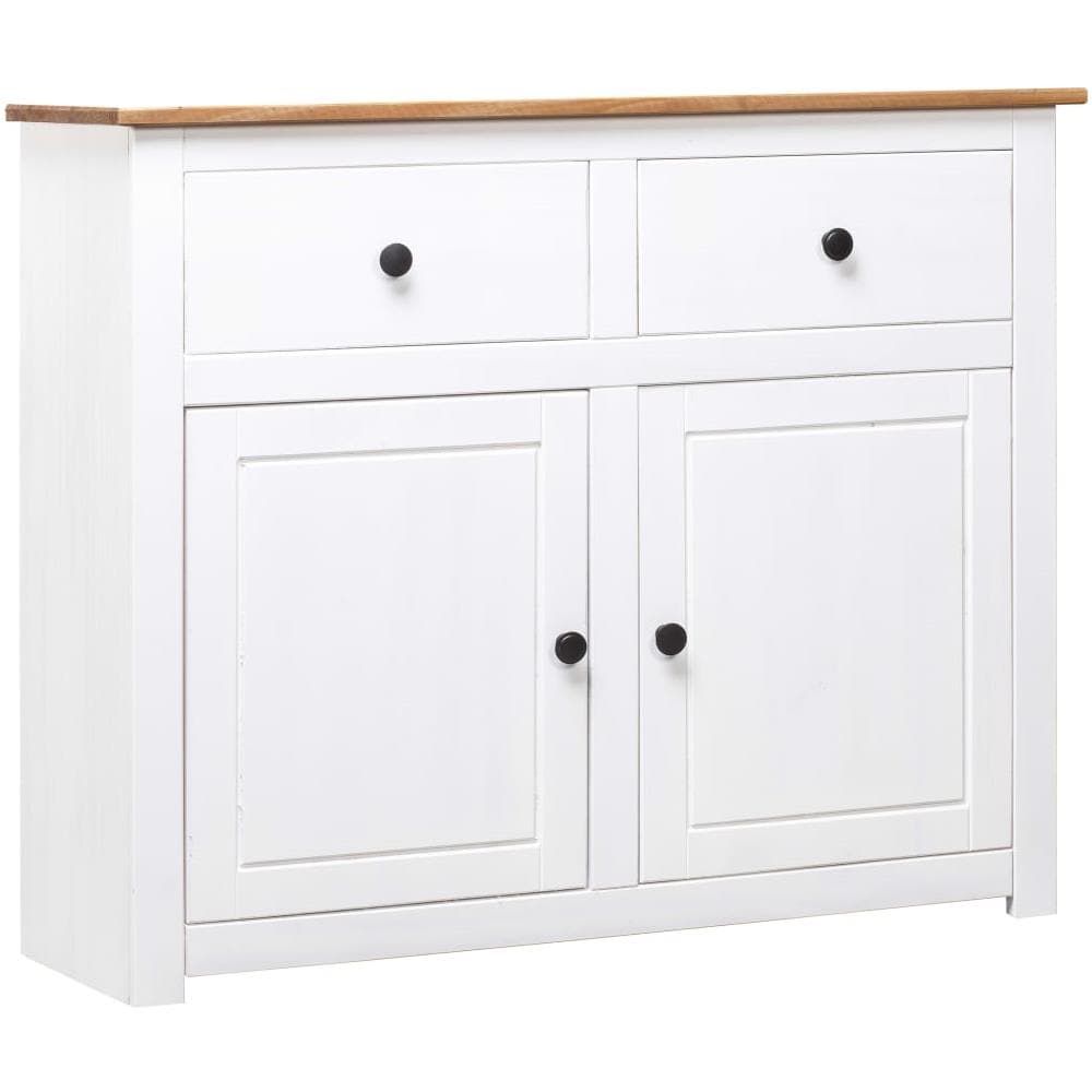 Credenza Bianca 93x40x80 cm in Legno Massello di Pino Panama - Foto 1
