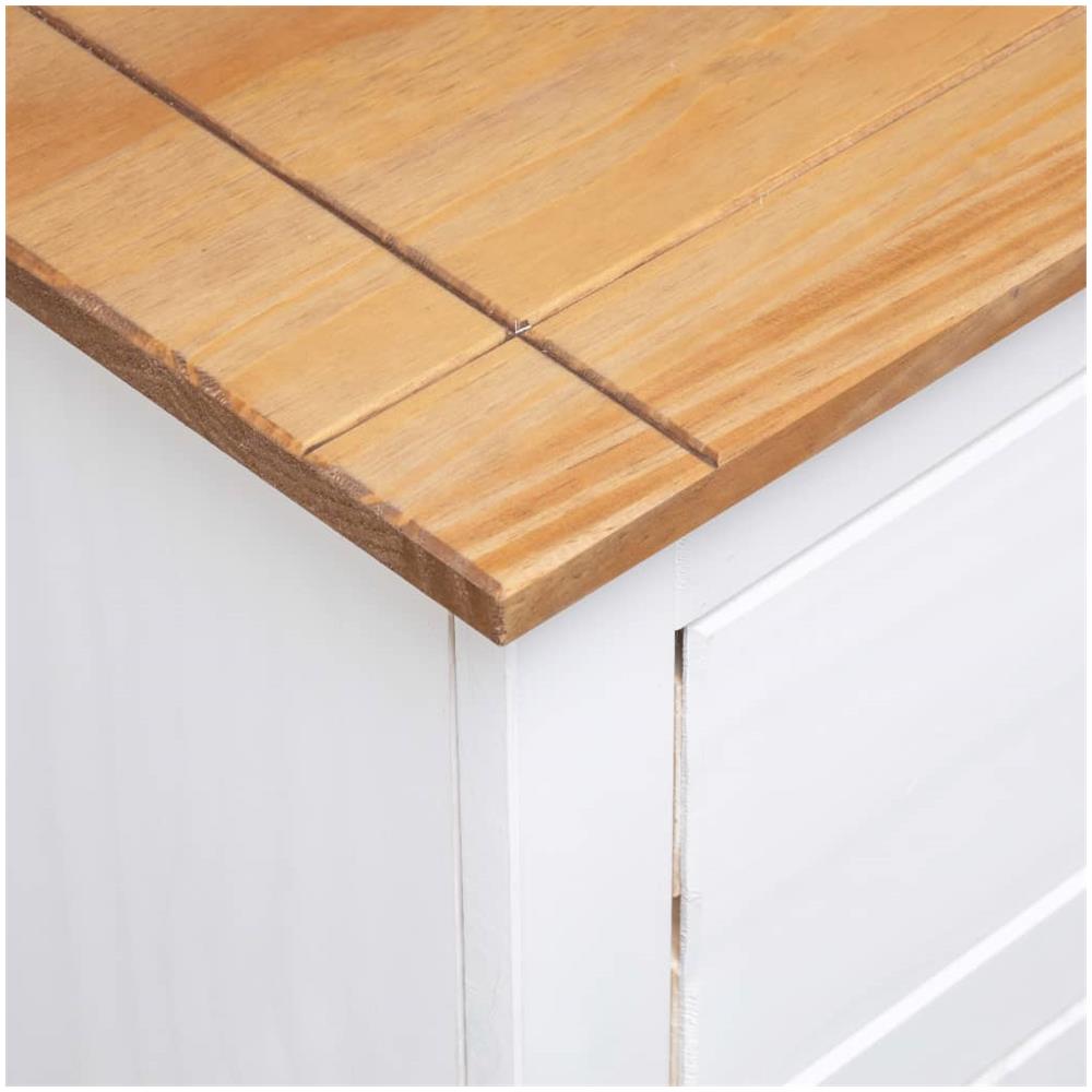 Credenza Bianca 93x40x80 cm in Legno Massello di Pino Panama - Foto 2