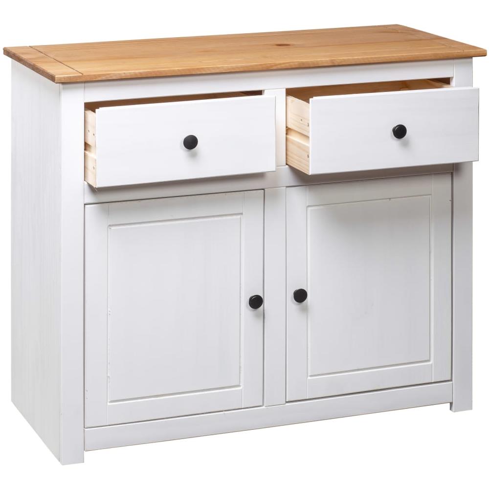 Credenza Bianca 93x40x80 cm in Legno Massello di Pino Panama - Foto 8
