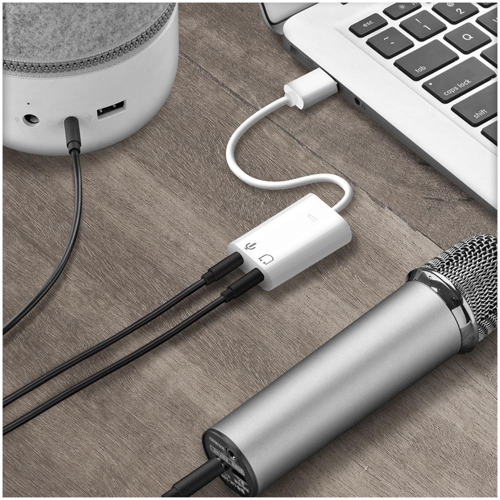 Scheda Audio Esterna Da Usb A Jack Audio3,5 Mm E Microfono Di Qualità - Bianco - Foto 2