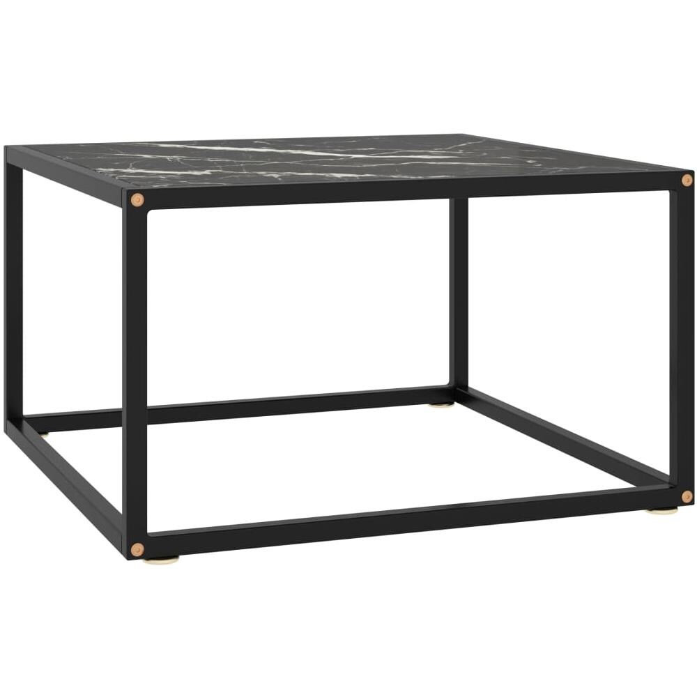Tavolino Da T Nero Con Vetro Marmo Nero 60x60x35 Cm - Foto 1