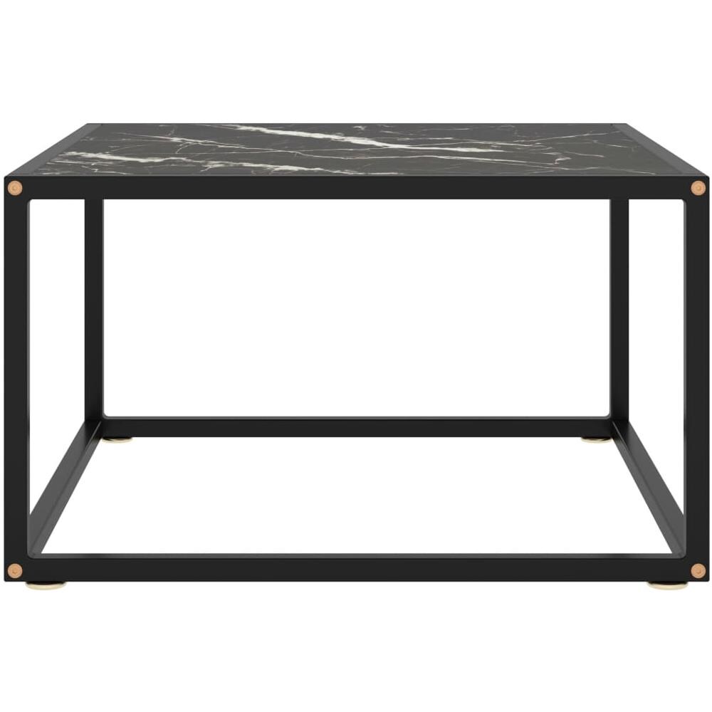 Tavolino Da T Nero Con Vetro Marmo Nero 60x60x35 Cm - Foto 2