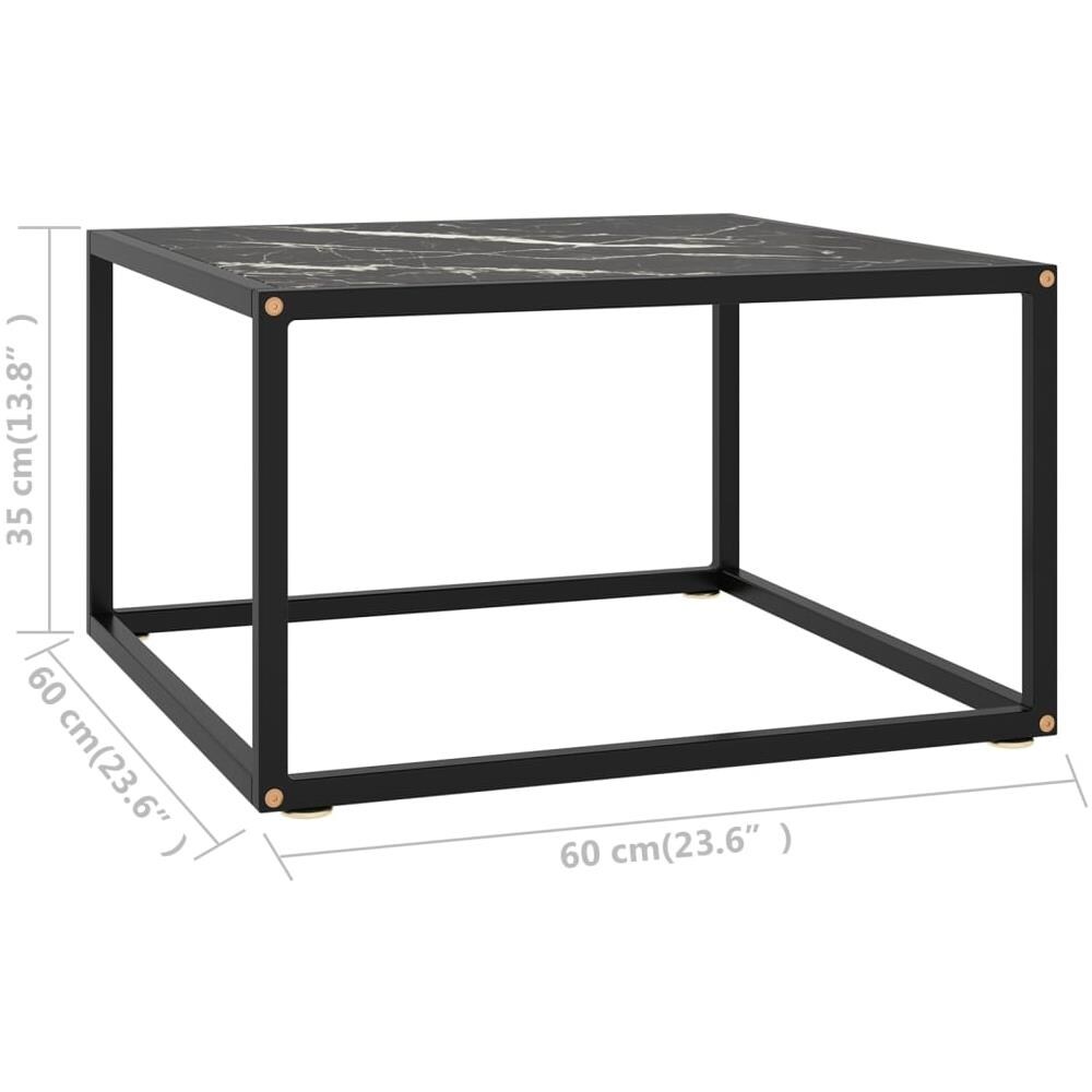 Tavolino Da T Nero Con Vetro Marmo Nero 60x60x35 Cm - Foto 5