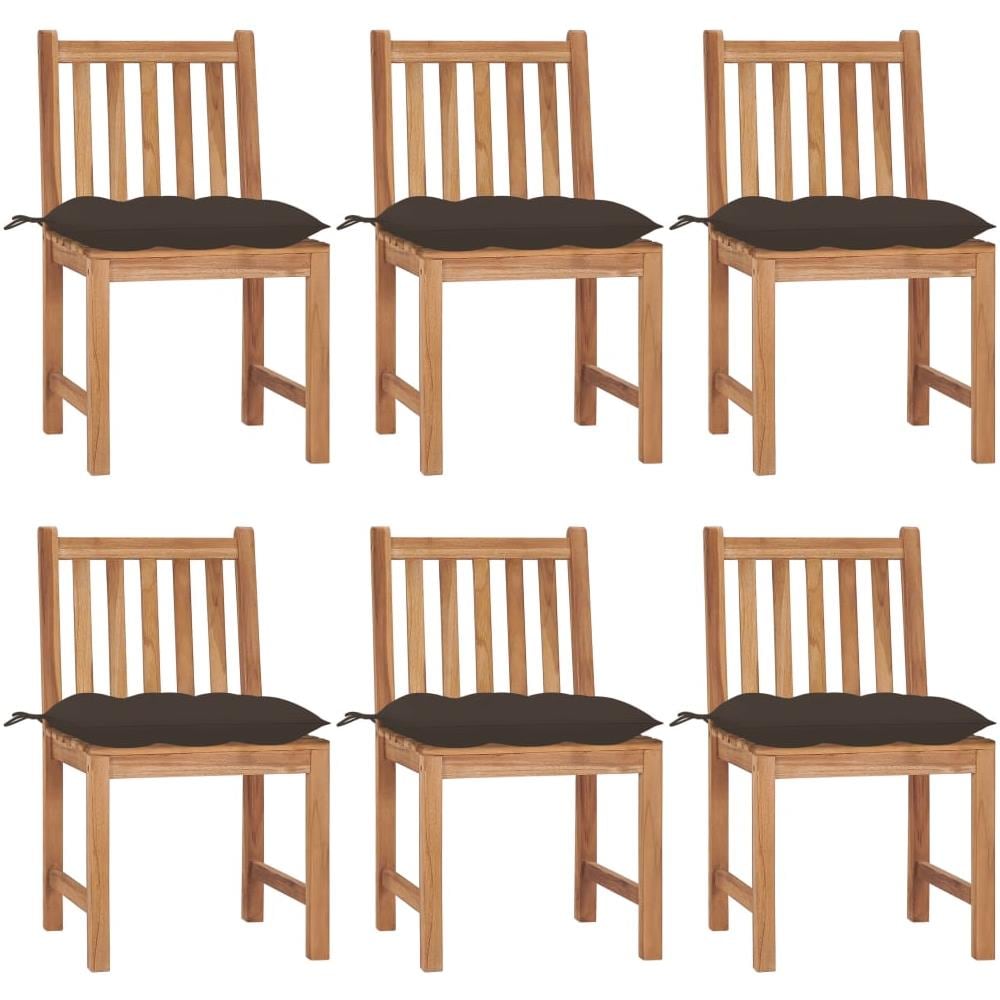 Sedie da Giardino 6 pz con Cuscini in Legno Massello di Teak - Foto 1