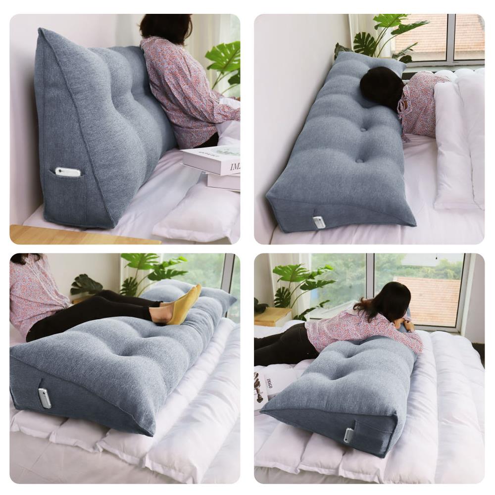 Cuscino A Cuneo Da Lettura Per Schienale, Cuscino Antireflusso Per Letto, Cuscini Gambe Lombare Di Supporto Per Divano, Grandi Testata Letto 140cm Lx20cm Px50cm A - Foto 3