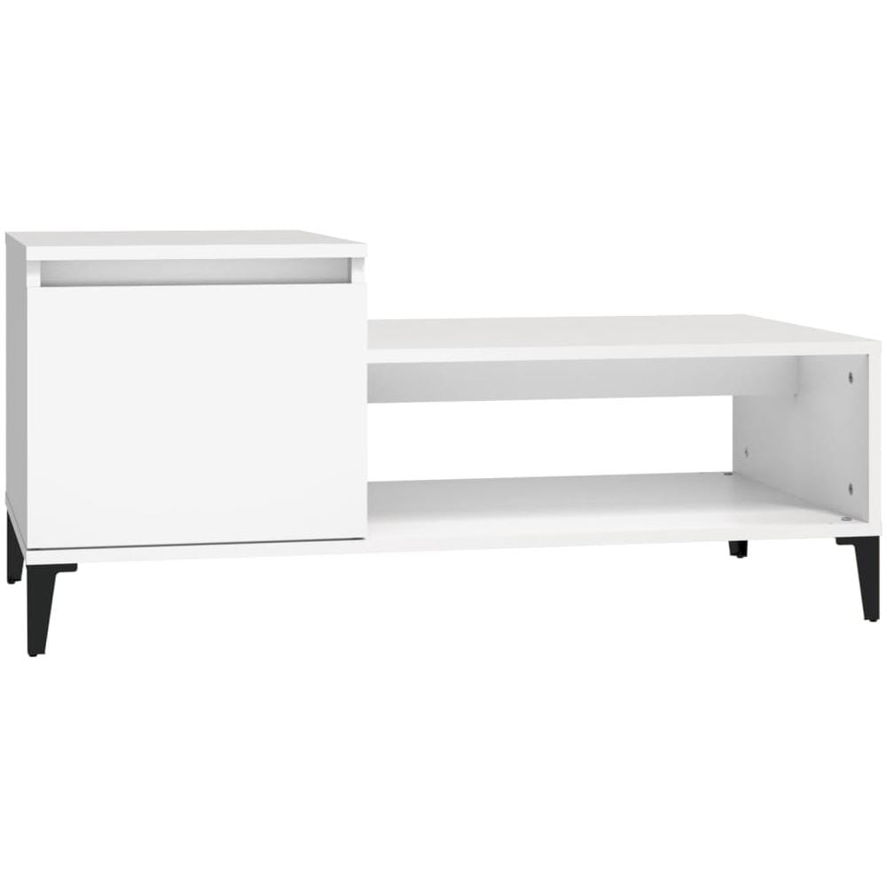 Tavolino Da Salotto Bianco 100x50x45 Cm In Legno Multistrato - Foto 2