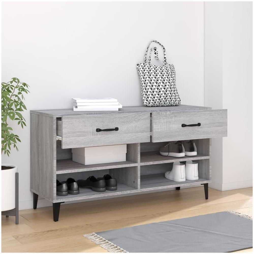 Scarpiera Grigio Sonoma 102x35x55 Cm In Legno Multistrato - Foto 3