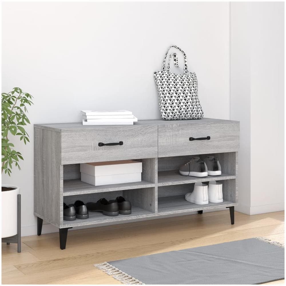 Scarpiera Grigio Sonoma 102x35x55 Cm In Legno Multistrato - Foto 1