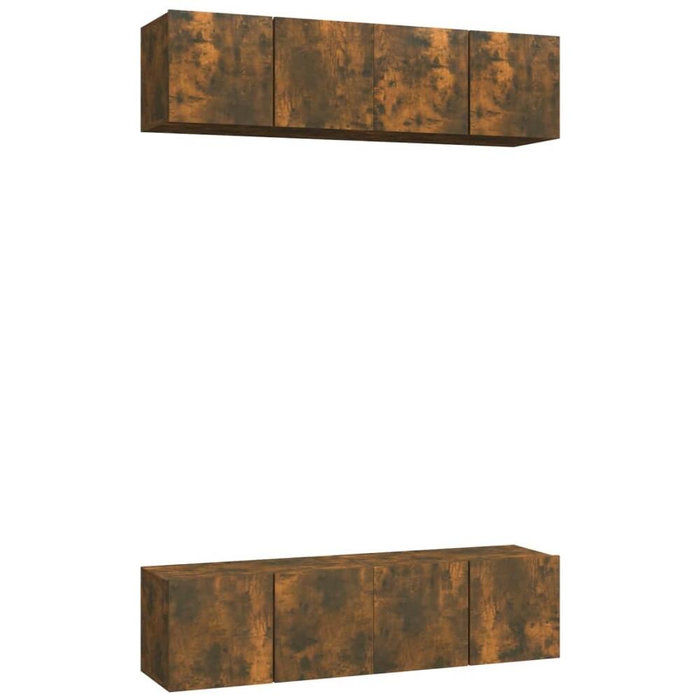 Mobili Tv Parete 4 Pz Rovere Fumo 60x30x30 Cm Legno Multistrato - Foto 2