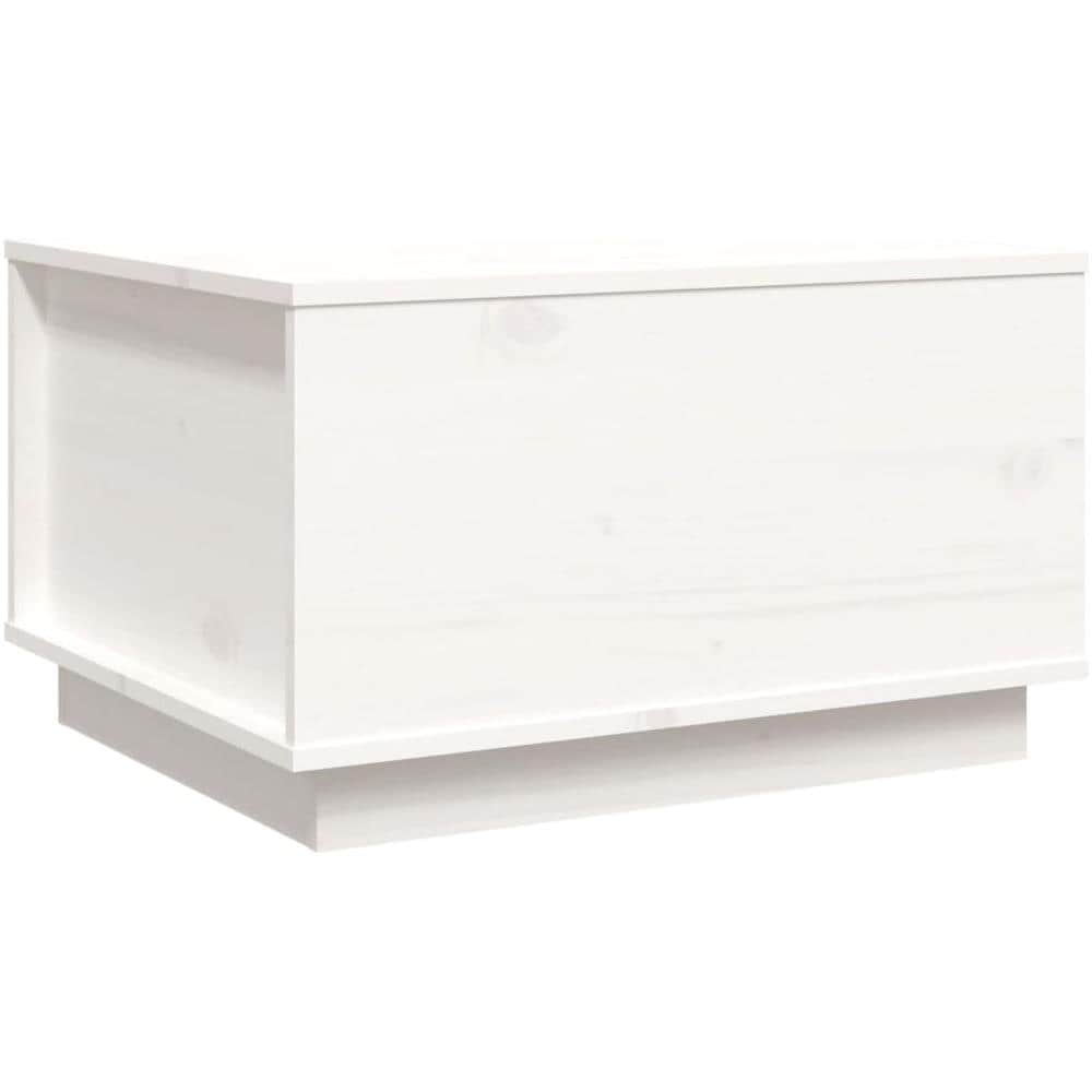 Tavolino Da Salotto Bianco 60x50x35 Cm Legno Massello Di Pino - Foto 2
