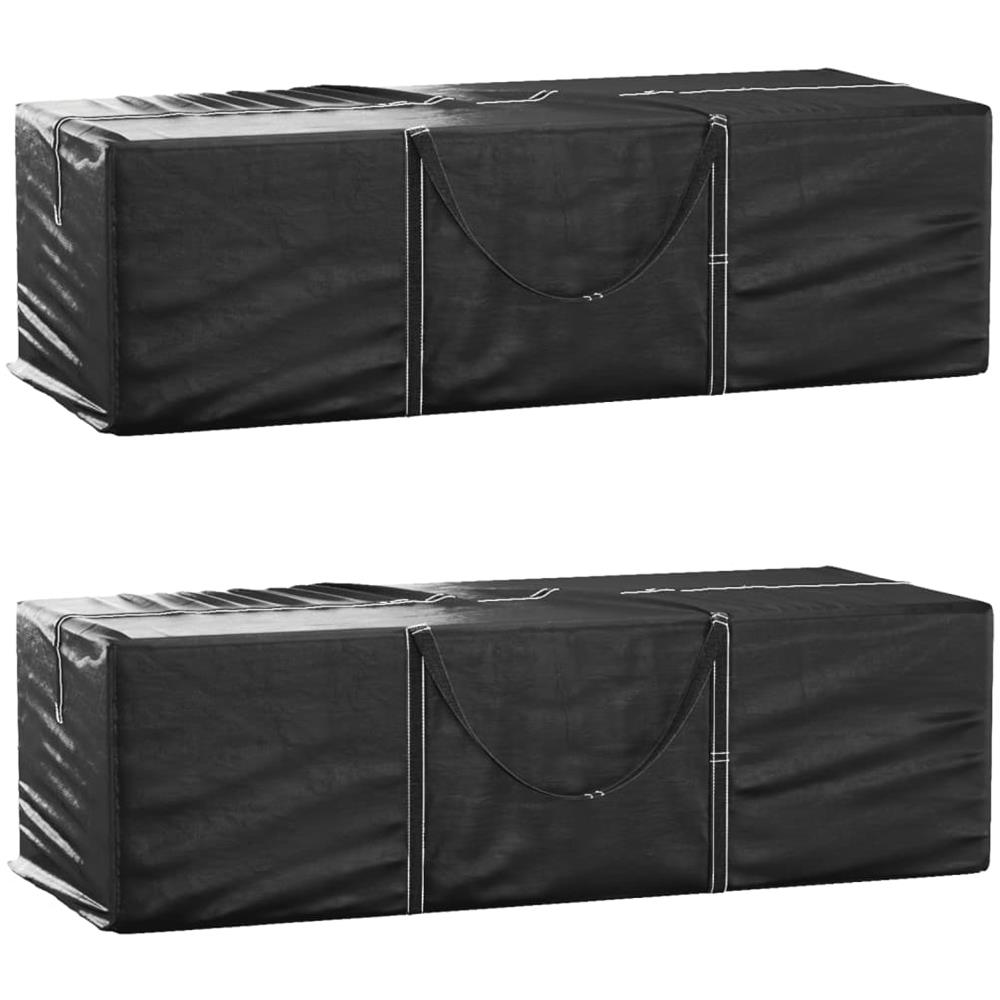 Borse Porta Cuscini Giardino 2pz Nere 135x40x55 Cm Polietilene - Foto 1