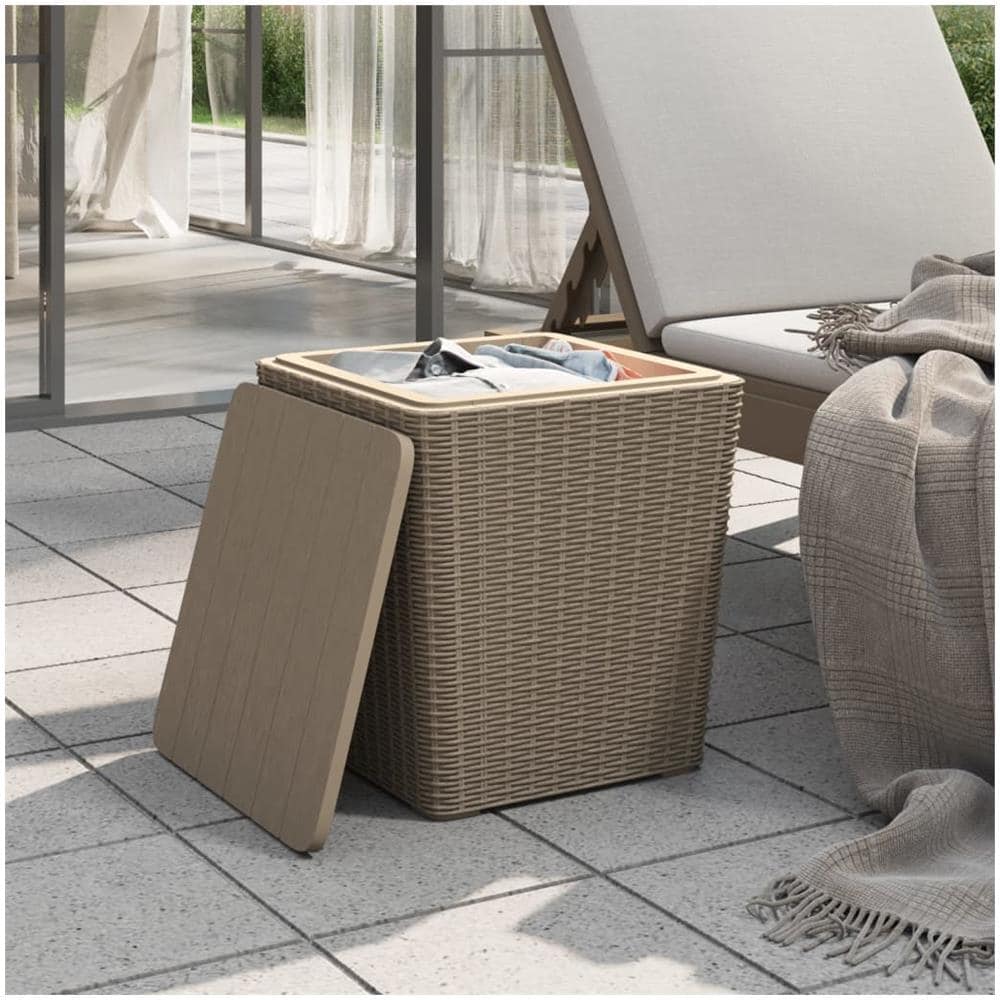 Tavolo Da Giardino Con Coperchio Polipropilene Marrone Chiaro - Foto 3