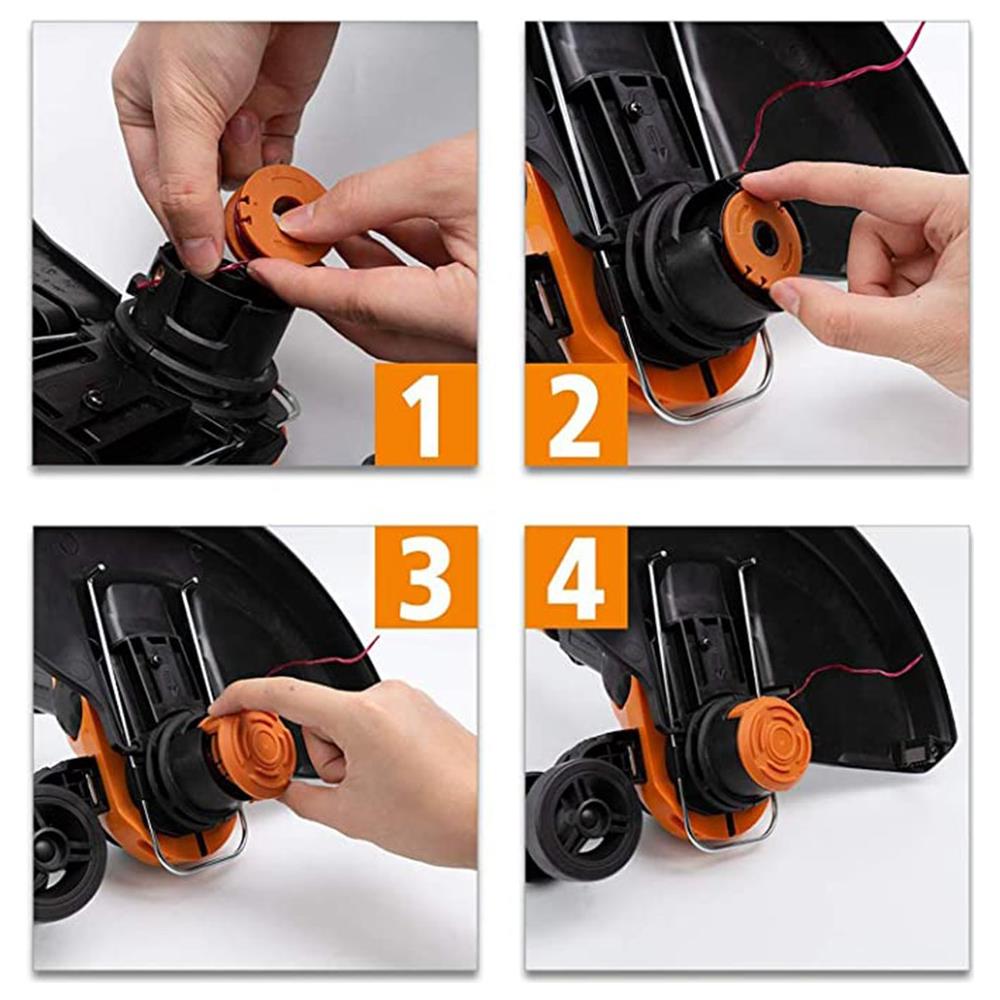 Confezione Da 3 Tappi Di Ricambio Per Bobina Di Taglio Per Tagliaerba Worx Wa0010 Arancia - Foto 2
