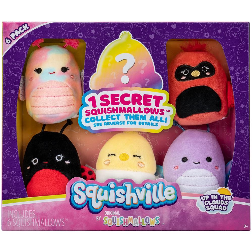 By Original Squishmallows Up In The Clouds Squad Peluche - Sei Squishmallows Peluche Da 2 Pollici Tra Cui Trudy, Iris, Cazlan, Charlize E Devorah - Giocattoli Per Bambini - Foto 1