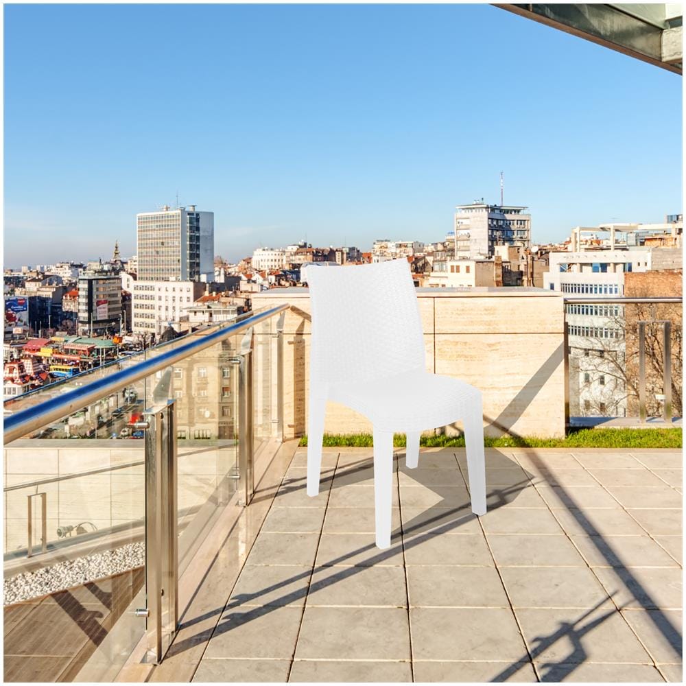 Sedia Da Esterno Trieste, Seduta Da Giardino, Sedia Per Tavolo Da Pranzo, Poltrona Outdoor Effetto Rattan, 100 % Made In Italy, 48x55h86 Cm, Bianco - Foto 1
