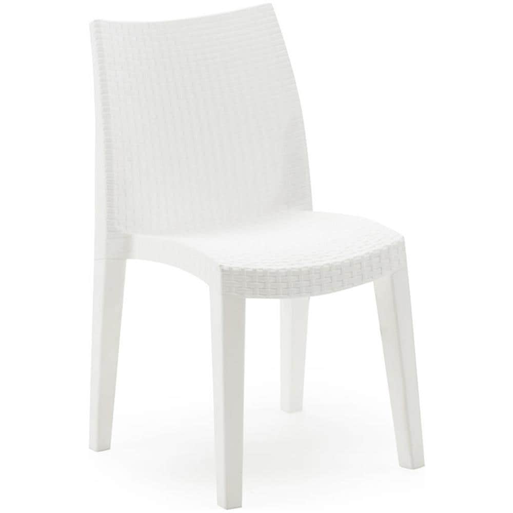 Sedia Da Esterno Trieste, Seduta Da Giardino, Sedia Per Tavolo Da Pranzo, Poltrona Outdoor Effetto Rattan, 100 % Made In Italy, 48x55h86 Cm, Bianco - Foto 2