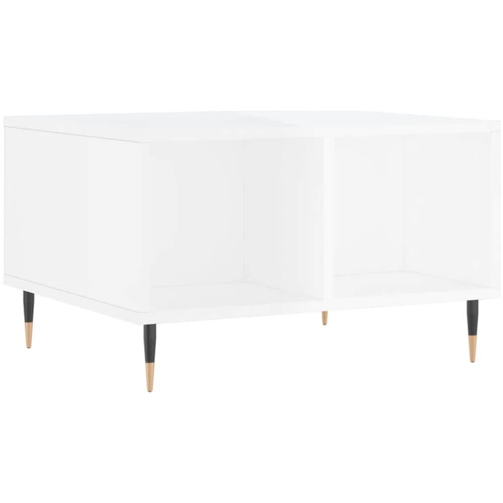Tavolino Salotto Bianco Lucido 60x50x36,5 Cm Legno Multistrato - Foto 2