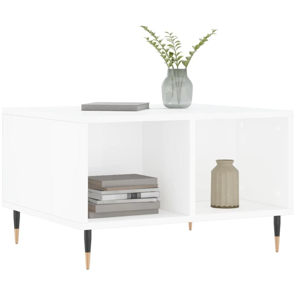 Tavolino Salotto Bianco Lucido 60x50x36,5 Cm Legno Multistrato - Foto 3