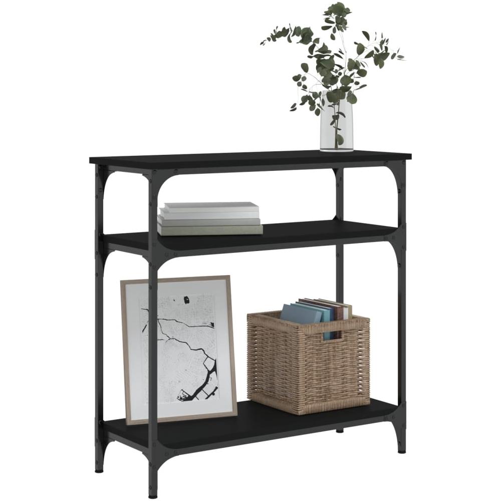 Tavolino Consolle Nero 75x29x75 Cm In Legno Multistrato - Foto 3
