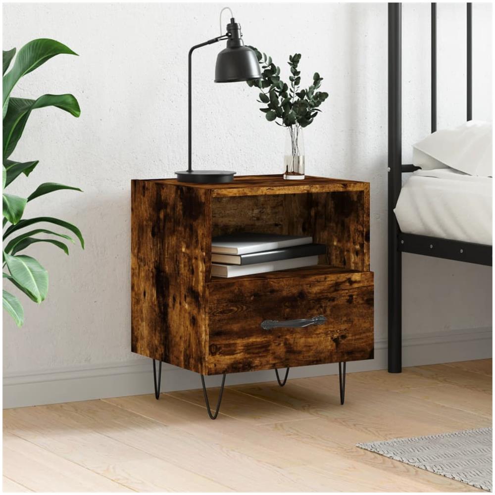 Comodino Rovere Fumo 40x35x47,5 Cm In Legno Multistrato - Foto 1