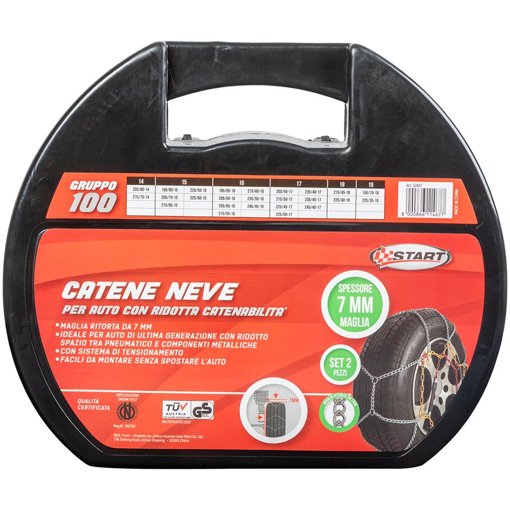 Set Di 2 Pezzi Catene Da Neve - 7 Millimetri - Gruppo 100 - Massima Aderenza E Sicurezza Con Sistema Di Tensionamento - Omologazione Onorm V5117 - Foto 1