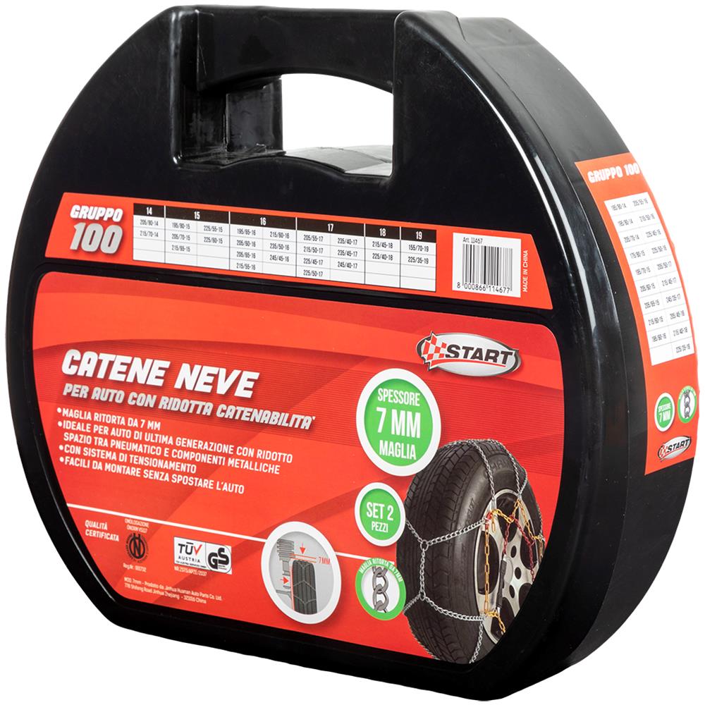 Set Di 2 Pezzi Catene Da Neve - 7 Millimetri - Gruppo 100 - Massima Aderenza E Sicurezza Con Sistema Di Tensionamento - Omologazione Onorm V5117 - Foto 2