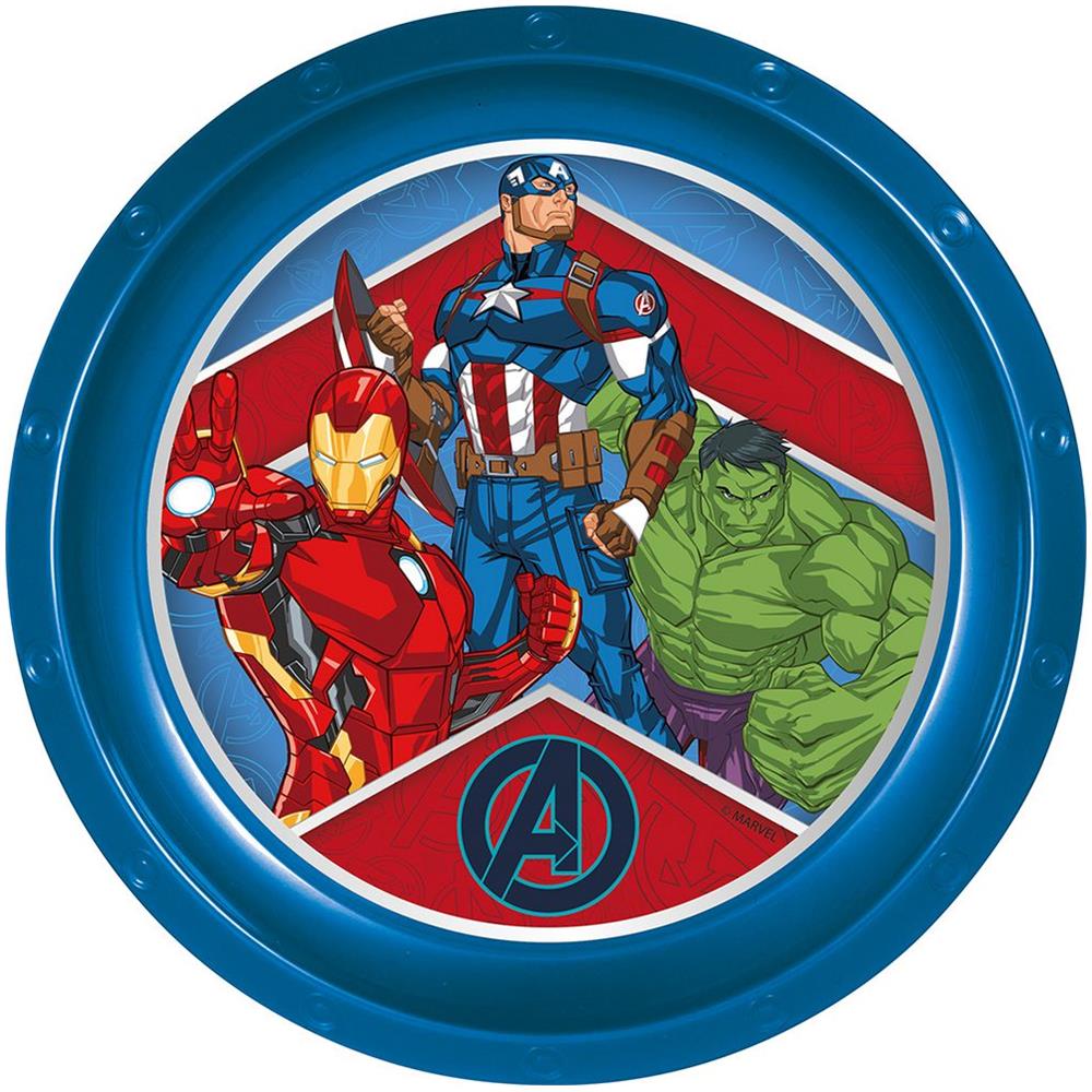 Piatto Piano Blu Per Bambini In Plastica Avengers Resistente Agli Urti Accidentali E Riutilizzabile - Foto 1
