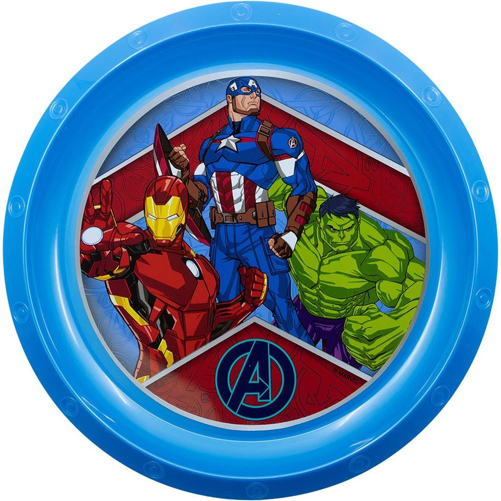 Piatto Piano Blu Per Bambini In Plastica Avengers Resistente Agli Urti Accidentali E Riutilizzabile - Foto 2