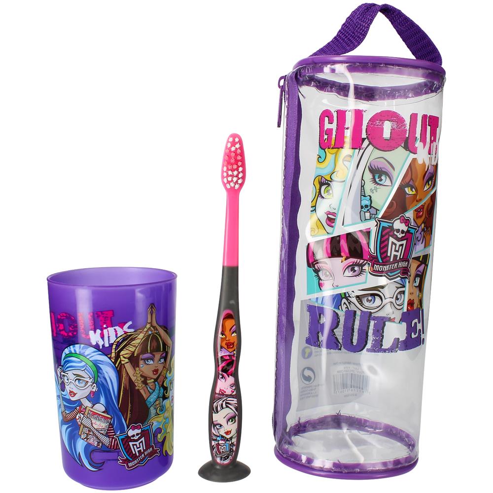 Kit Bicchiere Spazzolino Da Denti - Kit Per Bambini - Monster High, Viola - Foto 1