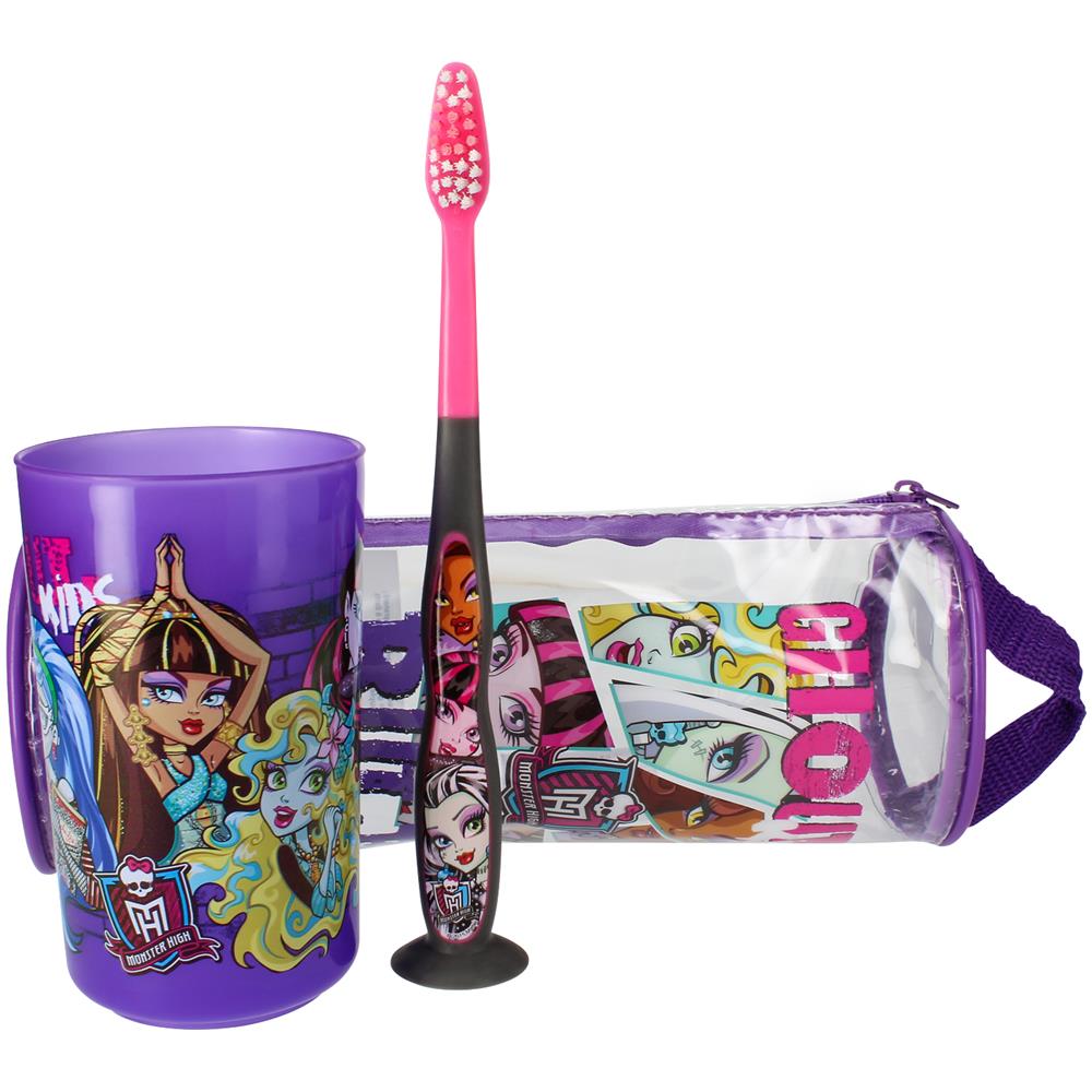 Kit Bicchiere Spazzolino Da Denti - Kit Per Bambini - Monster High, Viola - Foto 4