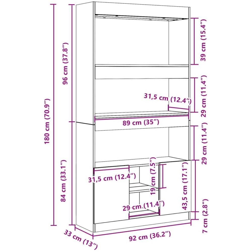 Credenza Rovere Sonoma 92x33x180 cm in Legno Multistrato - Foto 10