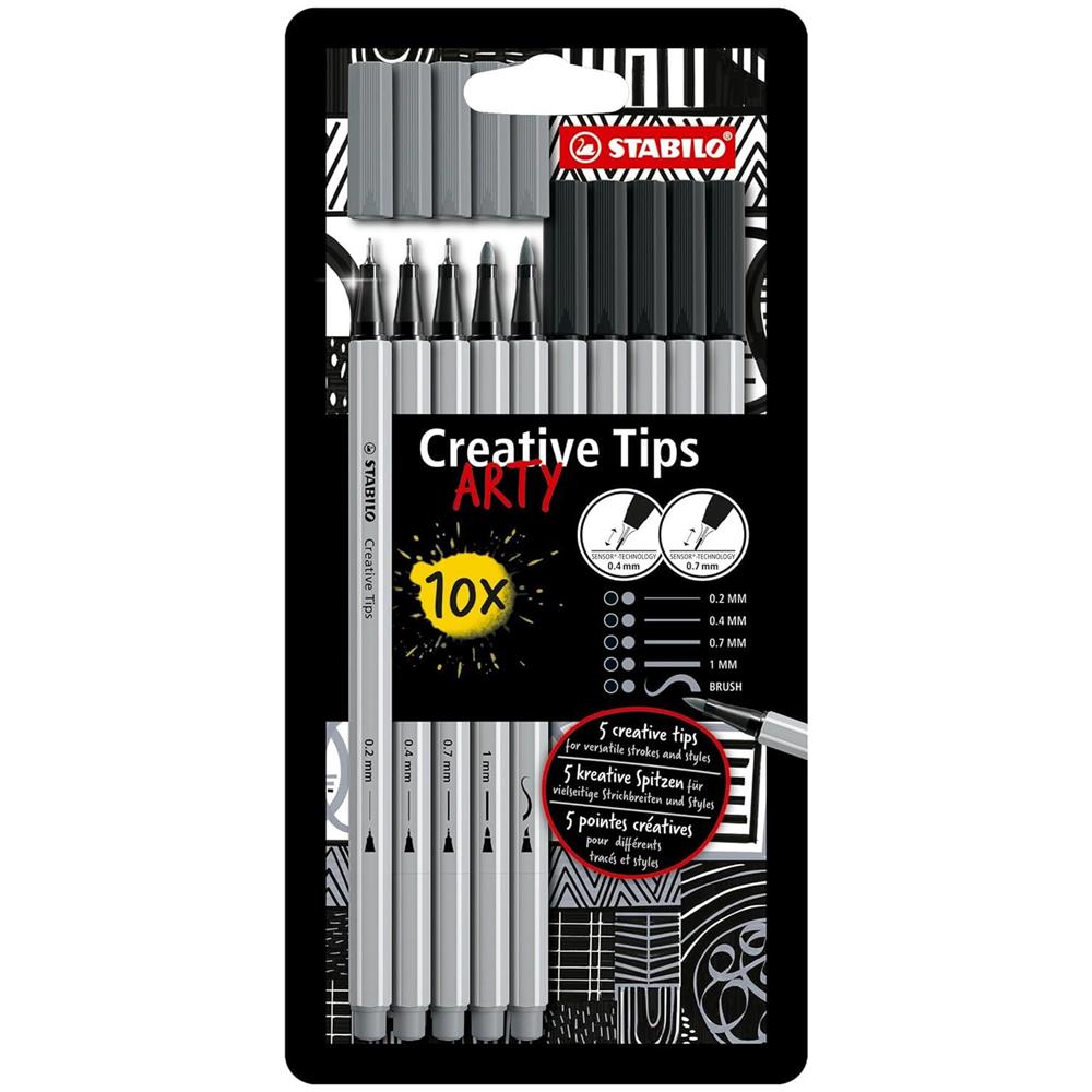 Creative Tips - Set di punte multiple - ARTY - Astuccio da 10 - Nero & Grigio - Foto 1