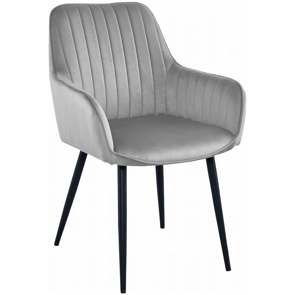 Sedia da pranzo SELO - Velluto grigio argento con gambe nere x1 - Foto 1