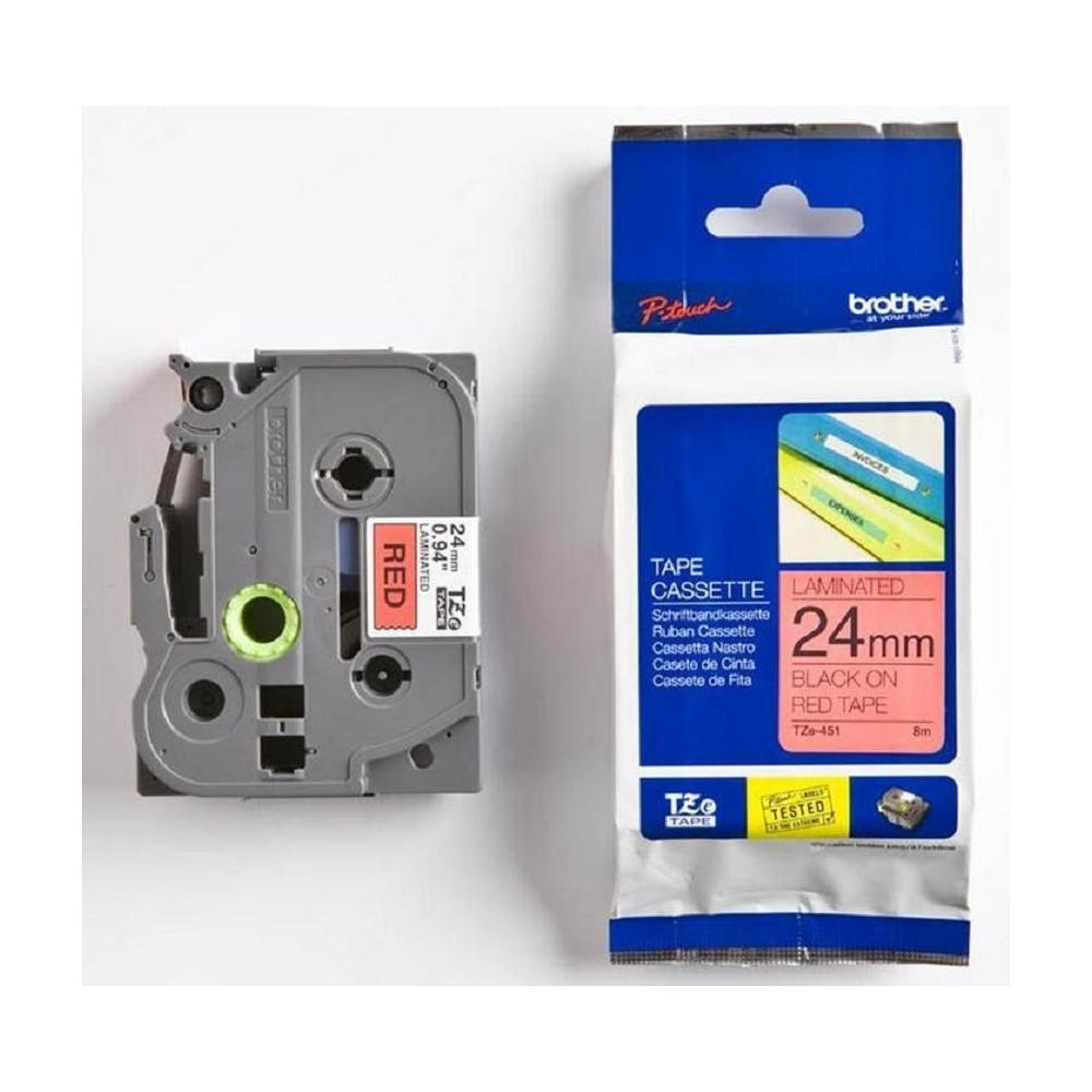 Nastro Etichette per Stampanti Nero su Rosso 2.4 x 800 cm TZE451 - Foto 2