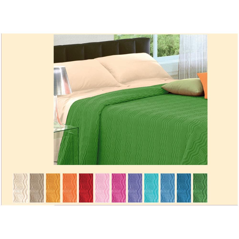 Copriletto Tinta Unita In Morbidissima Ciniglia A Onde 100% Cotone Vari Colori Singolo Verde 12 - Foto 3
