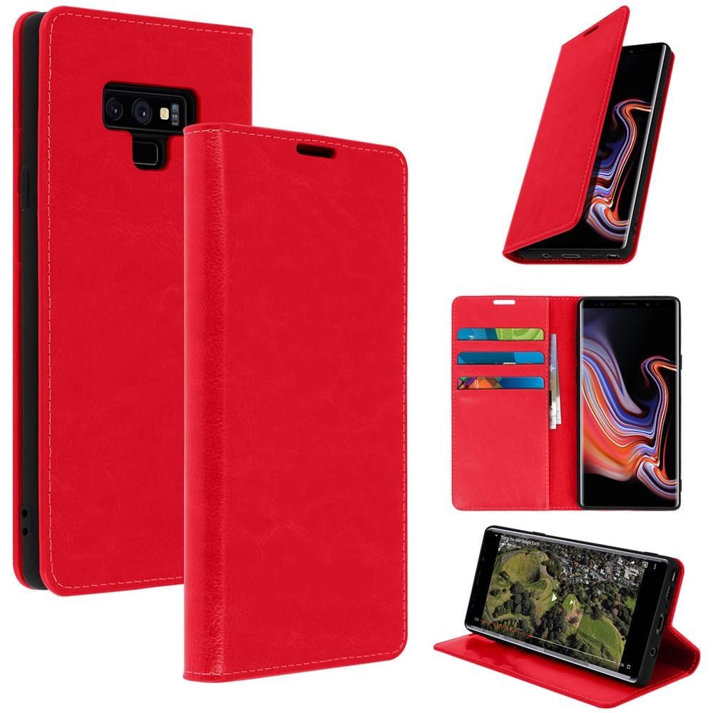 Custodia Samsung Galaxy Note 9 In Pelle Portafoglio Funzione Supporto Rosso - Foto 2