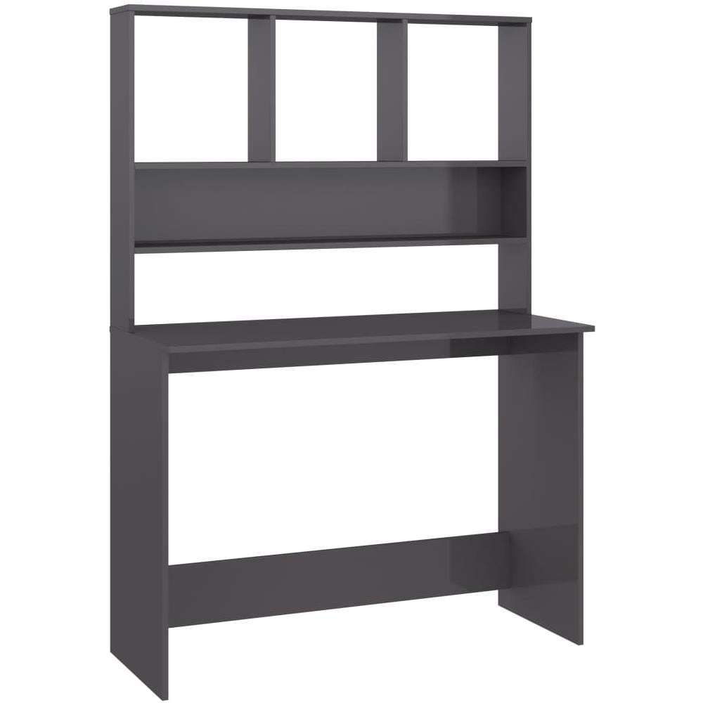 Scrivania Mensole Grigio Lucido 110x45x157 cm Legno Multistrato - Foto 2